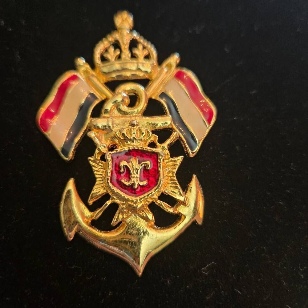 Premier Jewelry Anchor Brooch Gold Red White Blue Pin